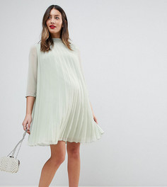 Плиссированное платье-трапеция мини ASOS Maternity - Зеленый