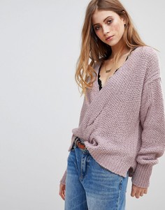 Свободный джемпер с V-образным вырезом Free People - Фиолетовый
