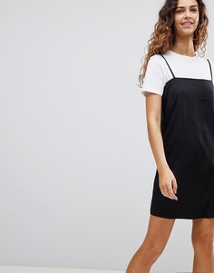 Платье-комбинация мини с квадратным вырезом ASOS - Черный