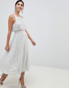 Платье миди для выпускного с отделкой ASOS DESIGN - Синий