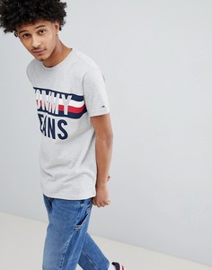 Серая меланжевая футболка с полоской на груди Tommy Jeans - Серый