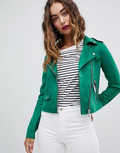 Байкерская куртка из искусственной замши River Island - Зеленый