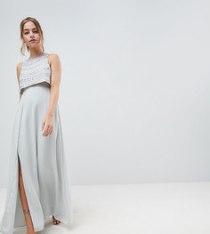 Платье макси с укороченным топом и декоративной отделкой ASOS DESIGN Petite - Зеленый
