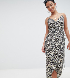 Платье макси с запахом и леопардовым принтом ASOS DESIGN Petite - Мульти