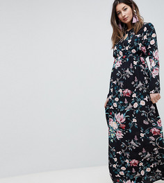 Платье макси с длинными рукавами и принтом ASOS DESIGN Maternity - Мульти