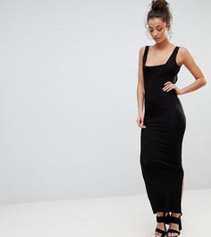 Облегающее платье макси с квадратным вырезом ASOS DESIGN Tall - Черный
