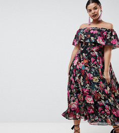 Платье миди с цветочным принтом ASOS DESIGN Curve - Мульти