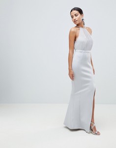 Платье макси с отделкой искусственным жемчугом ASOS DESIGN - Серый