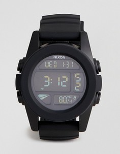 Черные цифровые часы с силиконовым ремешком Nixon A197 The Unit - Черный