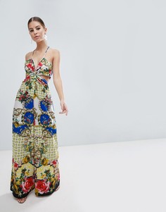 Комбинезон с перекрученной отделкой и принтом ASOS DESIGN - Мульти
