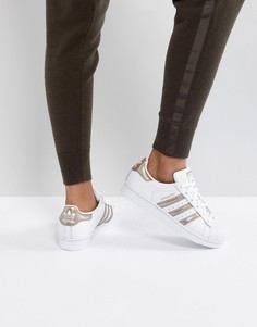 Белые кроссовки с розово-золотистой отделкой adidas Originals Superstar - Белый