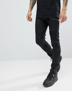 Черные джинсы скинни с байкерской отделкой ASOS - Черный