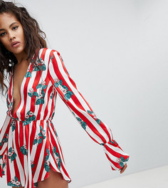 Премиум-ромпер в полоску и с цветочным принтом ASOS DESIGN Tall - Мульти