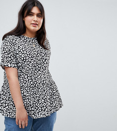 Топ с оборкой и звериным принтом ASOS DESIGN Curve - Мульти