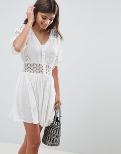 Чайное платье с кружевными вставками ASOS DESIGN - Белый