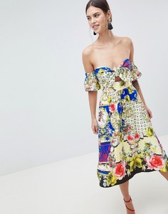 Сарафан миди с открытыми плечами и принтом ASOS DESIGN - Мульти