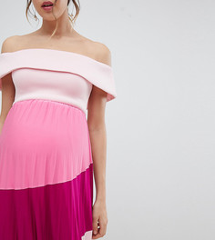 Плиссированное платье миди ASOS DESIGN Maternity - Розовый