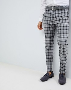 Серо-черные облегающие брюки в клетку River Island - Серый