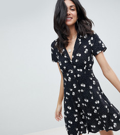 Короткое приталенное платье на пуговицах с цветочным принтом ASOS DESIGN Tall - Мульти