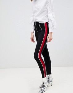 Леггинсы с полосками и молниями River Island - Темно-синий
