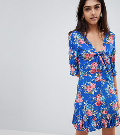 Чайное платье с завязкой и цветочным принтом Parisian Tall - Синий