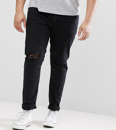 Черные джинсы скинни с рваной отделкой ASOS PLUS - Черный