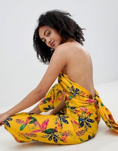 Желтый комбинезон с высоким воротом и цветочным принтом ASOS Made In Kenya x 2ManySiblings - Мульти