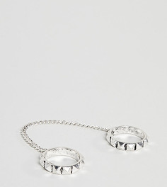 Серебристое двойное кольцо с цепочкой Reclaimed Vintage Inspired эксклюзивно для ASOS - Серебряный