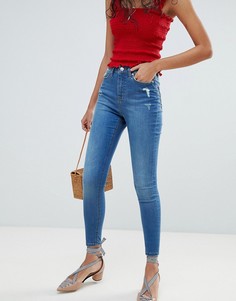 Выбеленные джинсы скинни Miss Selfridge Lizzie - Синий