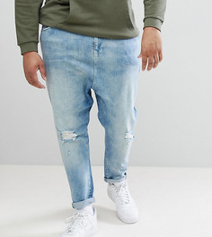 Выбеленные джинсы заниженного кроя с прорехами ASOS DESIGN Plus - Синий