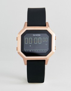 Электронные часы с черным силиконовым ремешком Nixon A1211 Siren - Черный
