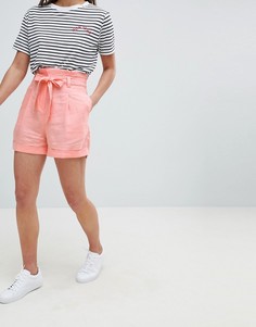 Шорты в стиле casual с поясом и добавлением льна ASOS DESIGN - Розовый