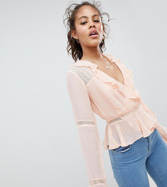 Розовый топ с запахом и сетчатой вставкой ASOS DESIGN Tall - Розовый
