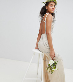 Платье макси со сплошной декоративной отделкой Amelia Rose Tall - Розовый