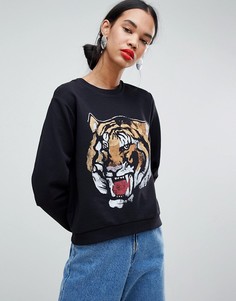 Свитшот с принтом тигра ASOS DESIGN - Черный