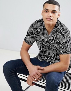 Рубашка с короткими рукавами и принтом пейсли Jack &amp; Jones Premium - Черный