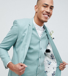 Супероблегающий пиджак из ткани с добавлением льна ASOS DESIGN Tall Wedding - Зеленый