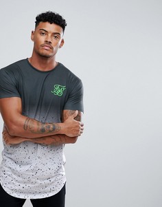 Черная обтягивающая футболка в крапинку с эффектом деграде SikSilk - Черный