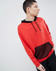 Oversize-худи красного цвета с сетчатой вставкой ASOS DESIGN - Красный