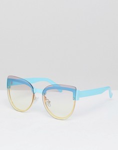 Синие солнцезащитные очки кошачий глаз без оправы Jeepers Peepers - Синий