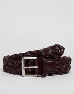 Коричневый кожаный плетеный ремень PS Paul Smith - Коричневый