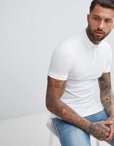 Белая удлиненная облегающая футболка-поло с закругленным краем ASOS DESIGN - Белый