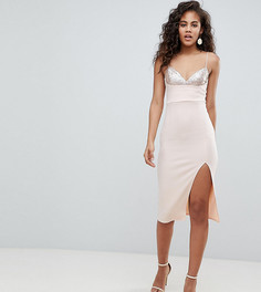 Облегающее платье миди с пайетками ASOS DESIGN Tall - Розовый