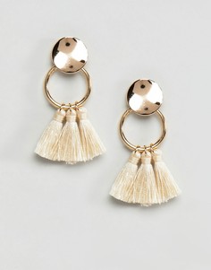 Серьги с кольцами и кисточками ASOS DESIGN - Кремовый
