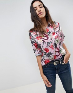 Атласная рубашка с принтом ASOS DESIGN - Мульти