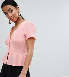 Блузка с баской и пуговицами Missguided Petite - Розовый