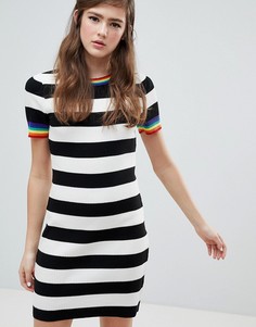 Платье мини в полоску с радужной отделкой ASOS DESIGN - Мульти