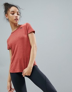 Футболка кораллового цвета с сетчатой вставкой на спине adidas - Розовый