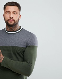 Лонгслив с контрастной кокеткой и отделкой ASOS - Зеленый