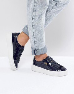 Лакированные кроссовки на платформе Puma - Черный